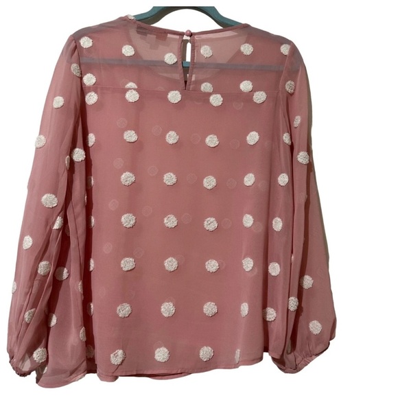 Elegant Sheer Blouse with White Polka Dots - Picture 2 of 5